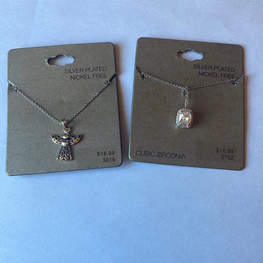 Lot of 2 Silver Plated Necklaces